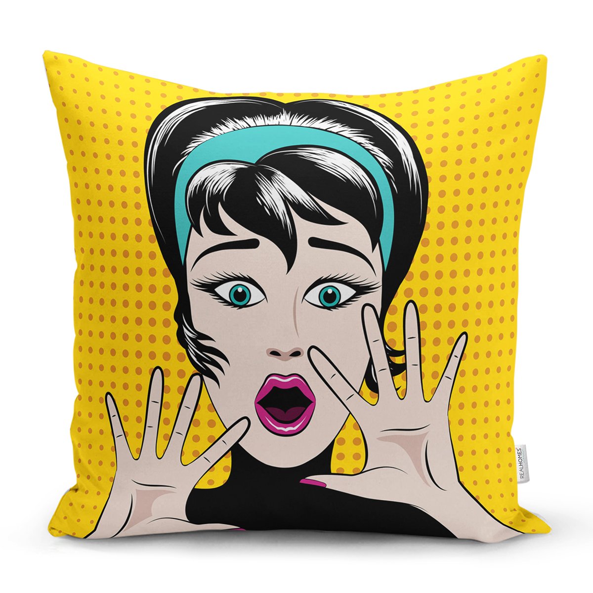 Pop Art Resimli Dijital Baskılı Dekoratif Yastık Kırlent Kılıfı