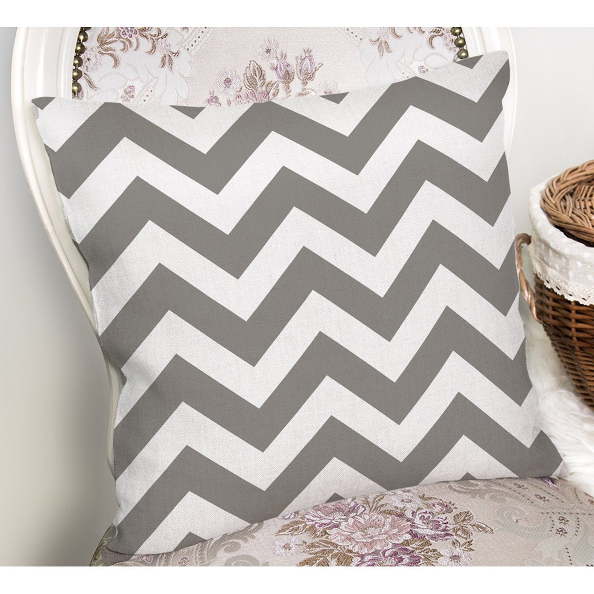 Zigzag Desenli Dijital Baskılı Dekoratif Yastık Kırlent Kılıfı
