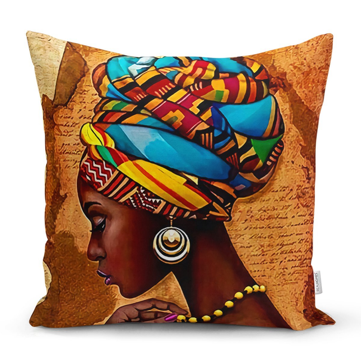 African Woman Çizimli Dijital Baskılı Modern Yastık Kırlent Kılıfı