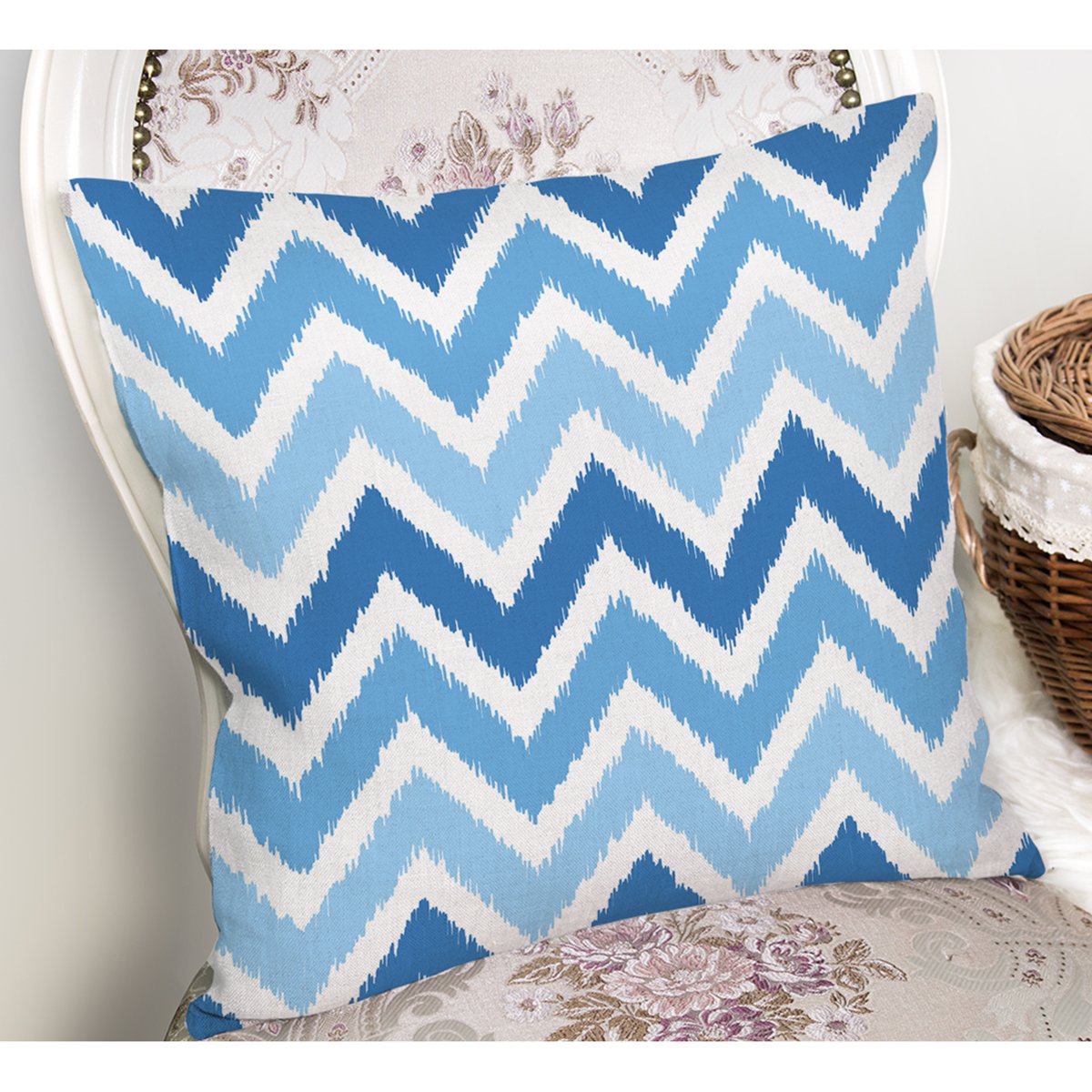 Zigzag Desen Dijital Baskılı Dekoratif Yastık Kırlent